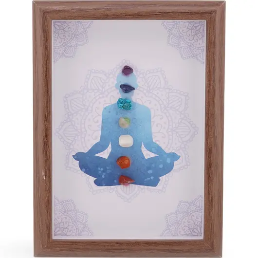 Tablou decorativ cu cristale pentru echilibrarea chakrelor cu mandala, 20cm