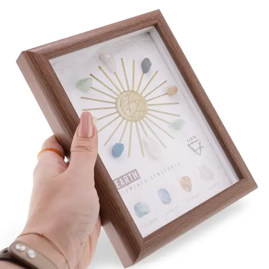 Tablou decorativ cu cristalele reprezentative elementului PAMANT, 20cm, imagine 3