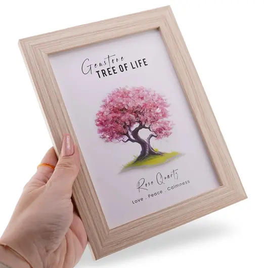 Tablou decorativ cu Pomul Vietii cu cristale de Cuart roz - 20,5cm, imagine 3