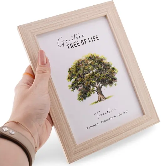 Tablou decorativ cu Pomul Vietii cu cristale de Turmalina multicolora - 20,5cm, imagine 3