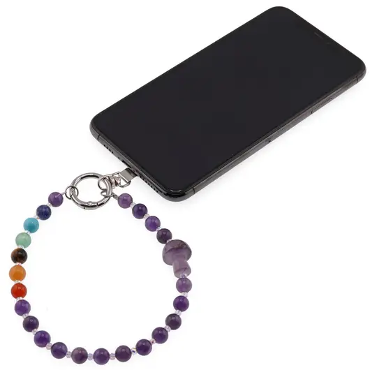 Accesoriu pentru telefon Ametist, cristale 7 chakre si ciuperca