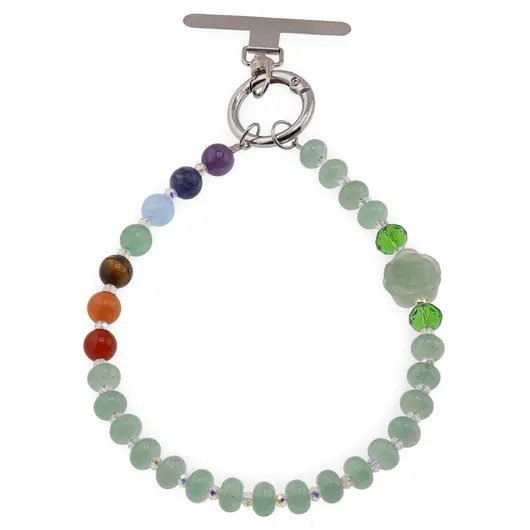 Accesoriu pentru telefon Aventurin, cristale 7 chakre si floare, imagine 2