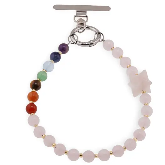 Accesoriu pentru telefon Cuart roz, cristale 7 chakre si merkaba, imagine 2