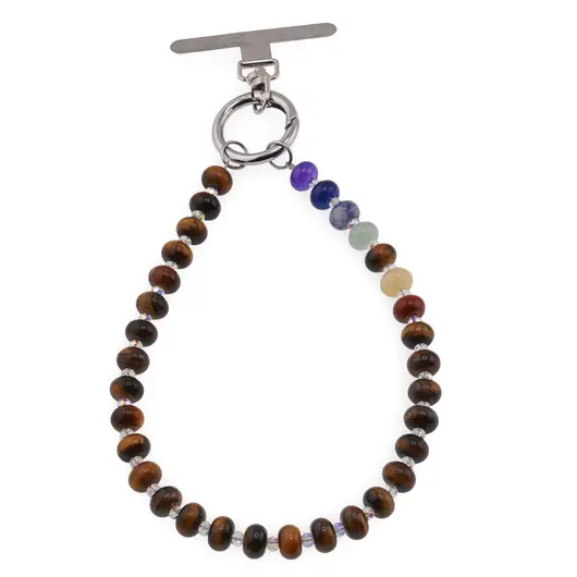 Accesoriu pentru telefon Ochi de tigru si cristale 7 chakre rondele, imagine 2
