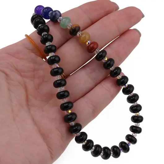Accesoriu pentru telefon Onix si cristale 7 chakre rondele, imagine 3