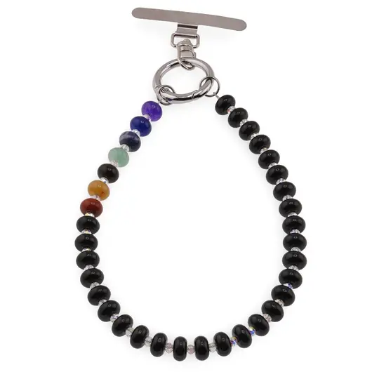 Accesoriu pentru telefon Onix si cristale 7 chakre rondele, imagine 2