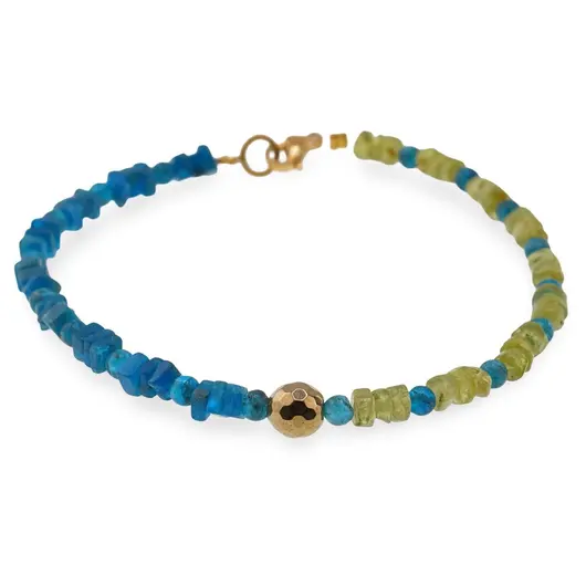 Bratara Apatit patratele si Peridot discuri, 4mm, imagine 2