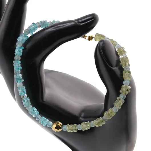 Bratara Apatit si Peridot discuri 4mm si sfere 3mm, imagine 3