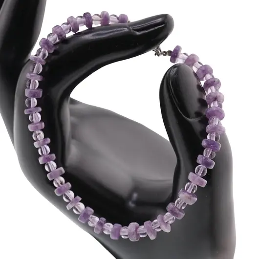 Bratara Lepidolit rondele 5-6mm si Ametist sfere 3mm, imagine 3