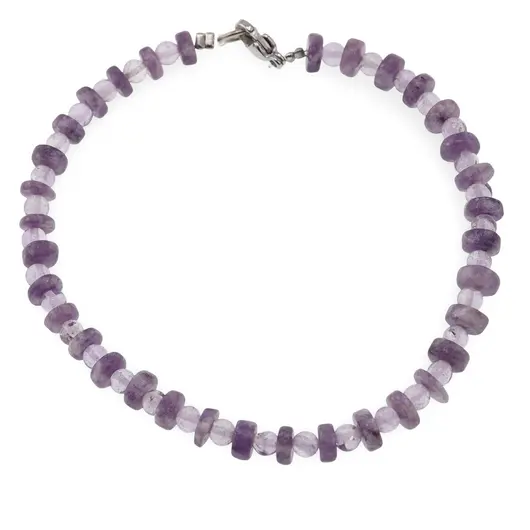 Bratara Lepidolit rondele 5-6mm si Ametist sfere 3mm