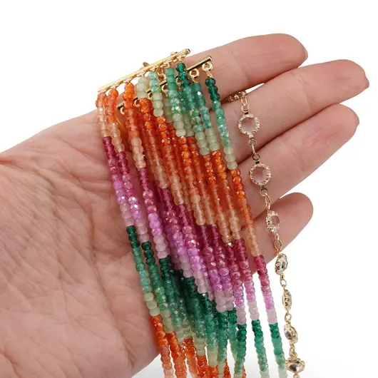 Colier Zirconii A+ multicolore 3mm pe sapte randuri, imagine 4