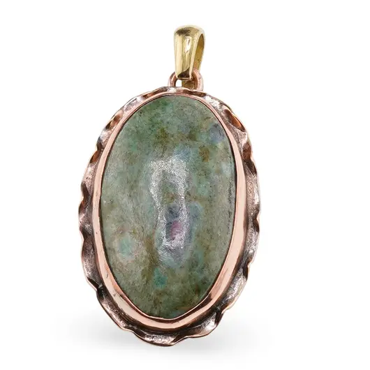 Pandantiv unicat cu Rubin in fucsit si cupru, lucrat manual - 43mm x 28mm, B6