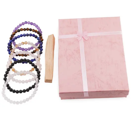 Set 7 Bratari,  7 Zile, 7 Energii – Pietre Semipretioase, Palo Santo si Cutie Cadou, imagine 6