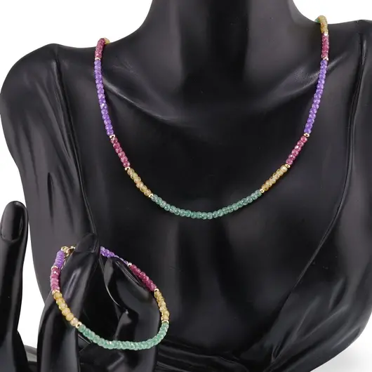 Set bratara si colier Zirconii A+ multicolore 3mm, imagine 2