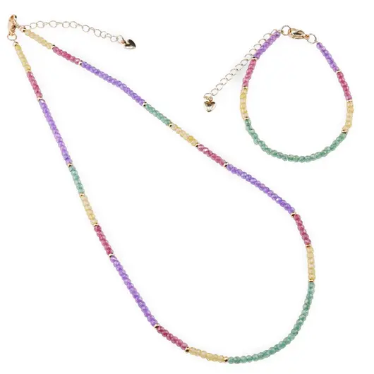 Set bratara si colier Zirconii A+ multicolore 3mm
