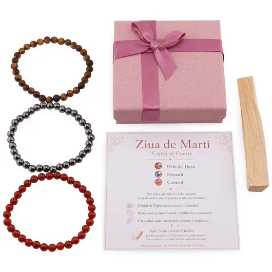 Set Bratari pentru Ziua de Marti – Curaj si Focus, Ochi de Tigru, Hematit si Carneol, imagine 5