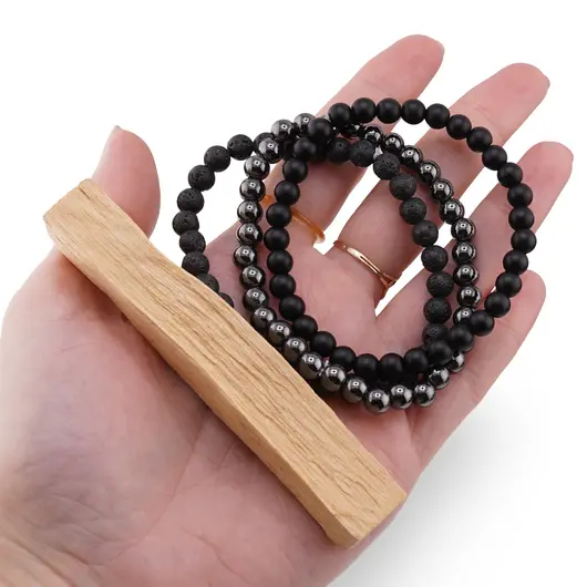 Set Bratari pentru Ziua de Sambata – Relaxare si Ancorare, Roca Vulcanica, Onix Negru si Hematit, imagine 4