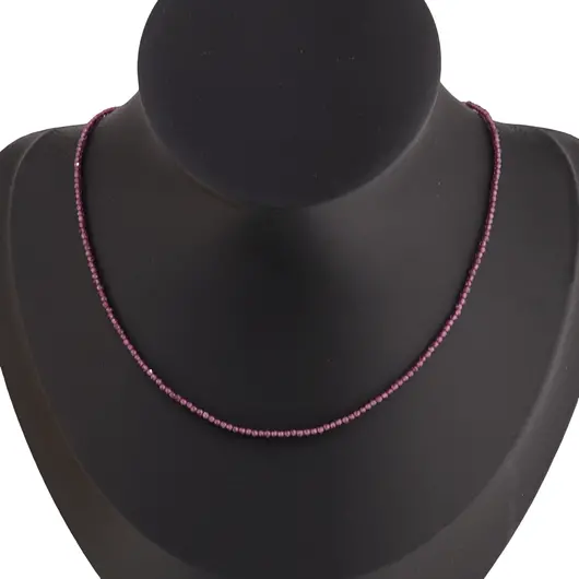 Colier Granat rhodolit sfere microfatetate 2mm, imagine 3