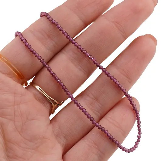 Colier Granat rhodolit sfere microfatetate 2mm, imagine 4
