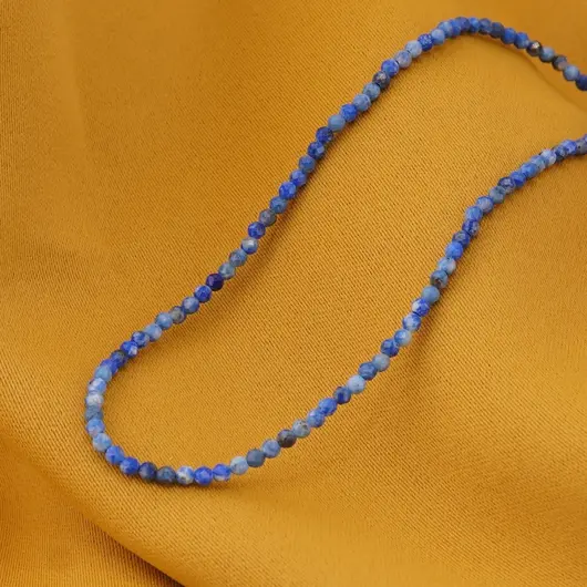 Colier Lapis lazuli sfere microfatetate 2mm, imagine 2