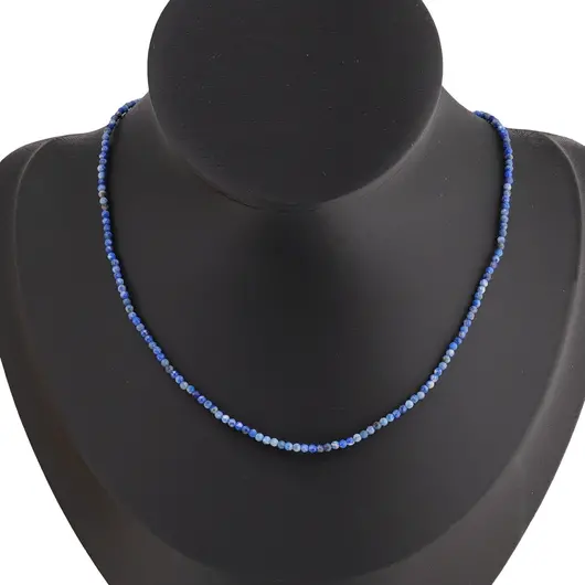 Colier Lapis lazuli sfere microfatetate 2mm, imagine 3
