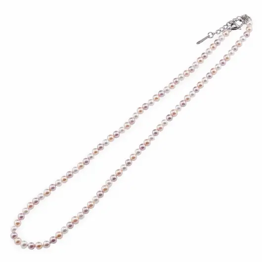 Colier Perle de Mallorca albe, crem si roz, sfere 4mm, imagine 2