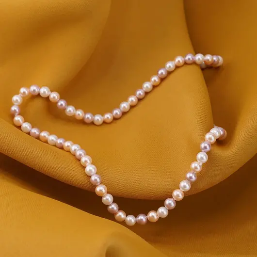Colier Perle de Mallorca albe, crem si roz, sfere 4mm, imagine 3