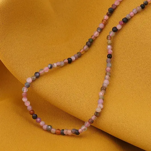 Colier Turmalina multicolora sfere microfatetate 2mm, imagine 2