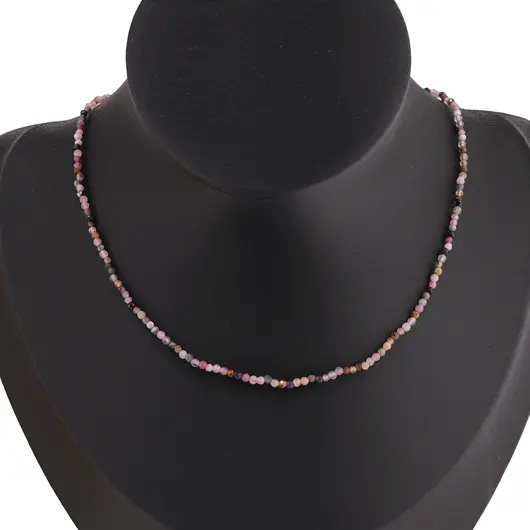 Colier Turmalina multicolora sfere microfatetate 2mm, imagine 3