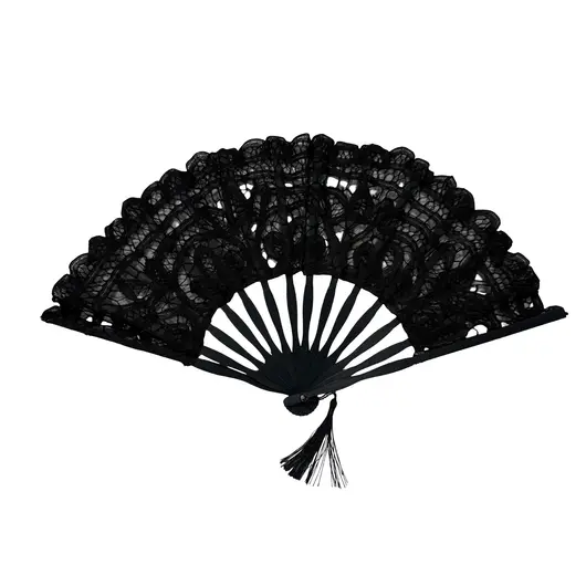 Evantai negru din dantela, accesoriu elegant pentru evenimente si tinute speciale, imagine 2