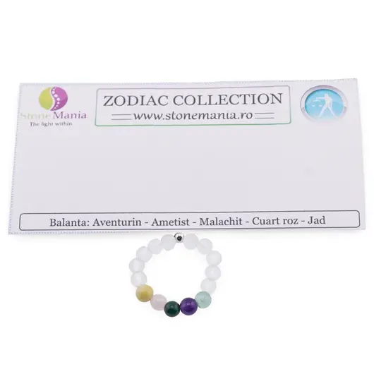 Inel pe elastic cu cristale naturale si argint 925 pentru zodia Balanta, 4mm, imagine 2