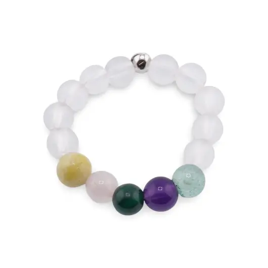 Inel pe elastic cu cristale naturale si argint 925 pentru zodia Balanta, 4mm