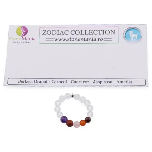 Inel pe elastic cu cristale naturale si argint 925 pentru zodia Berbec, 4mm, imagine 2