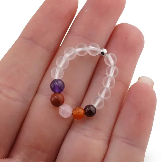 Inel pe elastic cu cristale naturale si argint 925 pentru zodia Berbec, 4mm, imagine 4
