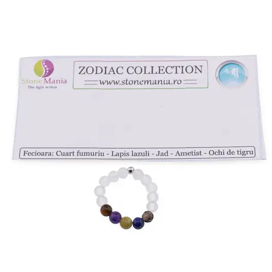 Inel pe elastic cu cristale naturale si argint 925 pentru zodia Fecioara, 4mm, imagine 2