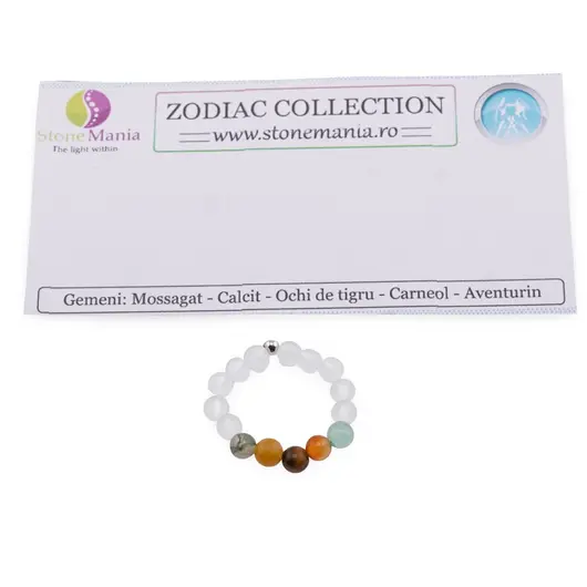 Inel pe elastic cu cristale naturale si argint 925 pentru zodia Gemeni, 4mm, imagine 2