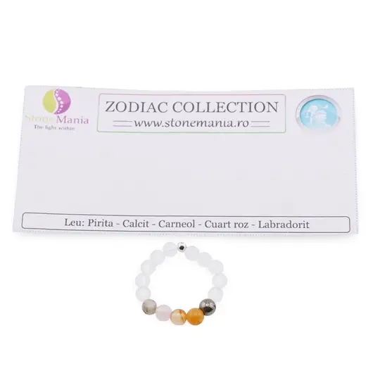 Inel pe elastic cu cristale naturale si argint 925 pentru zodia Leu, 4mm, imagine 2