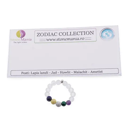 Inel pe elastic cu cristale naturale si argint 925 pentru zodia Pesti, 4mm, imagine 2