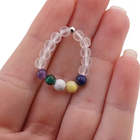Inel pe elastic cu cristale naturale si argint 925 pentru zodia Pesti, 4mm, imagine 4