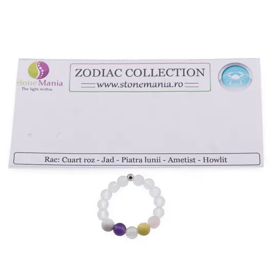 Inel pe elastic cu cristale naturale si argint 925 pentru zodia Rac, 4mm, imagine 2