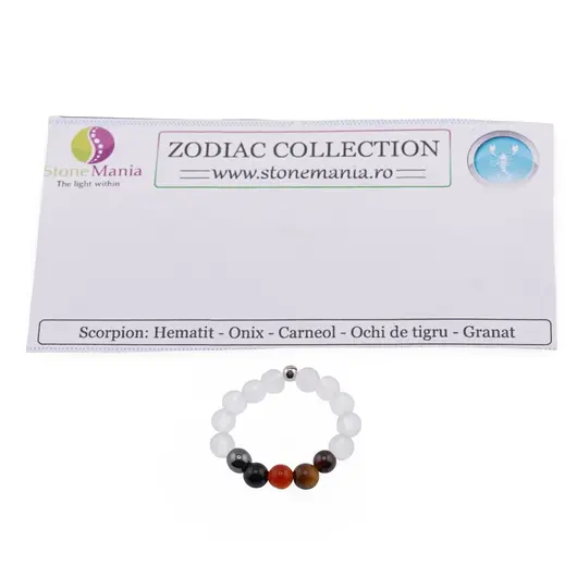 Inel pe elastic cu cristale naturale si argint 925 pentru zodia Scorpion, 4mm, imagine 2