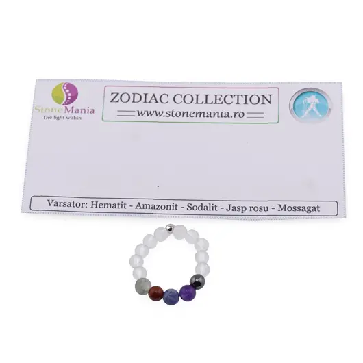 Inel pe elastic cu cristale naturale si argint 925 pentru zodia Varsator, 4mm, imagine 2