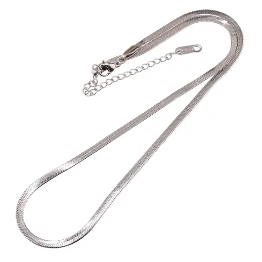 Lantisor din inox argintiu model snake gros, 40cm
