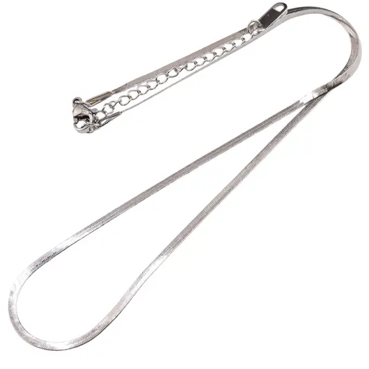 Lantisor din inox argintiu model snake subtire, 40cm