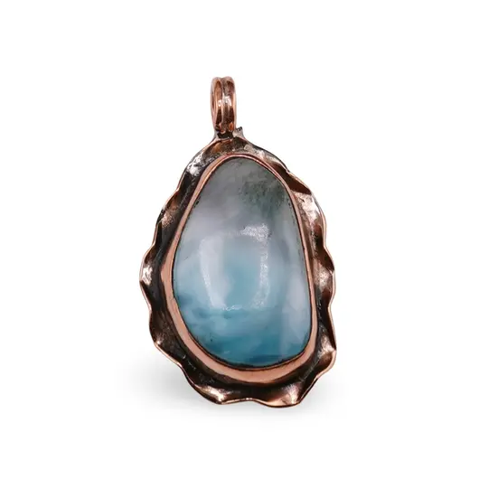 Pandantiv unicat cu Larimar si cupru, lucrat manual - 31mm x 17mm, B9