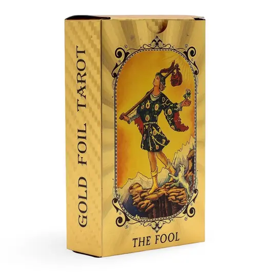 Tarot cu Folie Albastra si Aurie, Ochiul Atotvazator, THE FOOL – cu brosura explicativa - 78 de carti