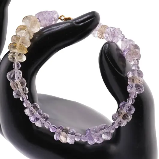 Bratara Ametrin si Citrin discuri fatetate 7-8mm si  Ametist sfere 3mm, imagine 3