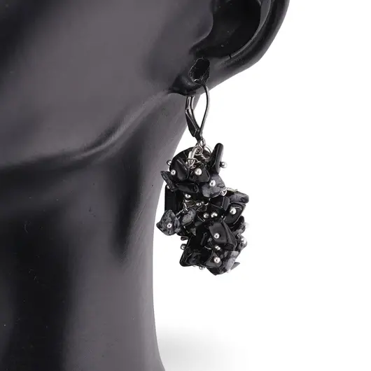 Cercei cu agatatoare ciorchine Obsidian fulg de nea, imagine 2