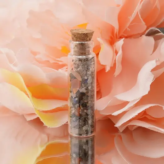 Spelljar pentru pentru INVATATURA cu ierburi si cristale naturale in sticluta cu dop de pluta, imagine 3