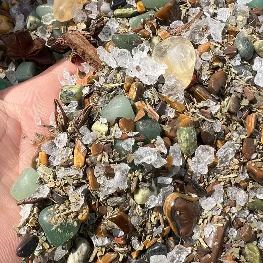 Spelljar pentru pentru PROSPERITATE cu ierburi si cristale naturale in sticluta cu dop de pluta, imagine 6